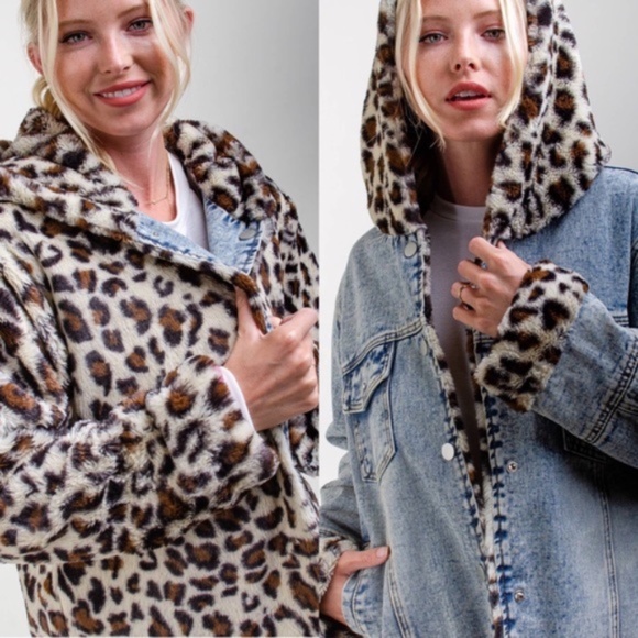 Reversible leopard print denim jacket - Picture 5 of 10